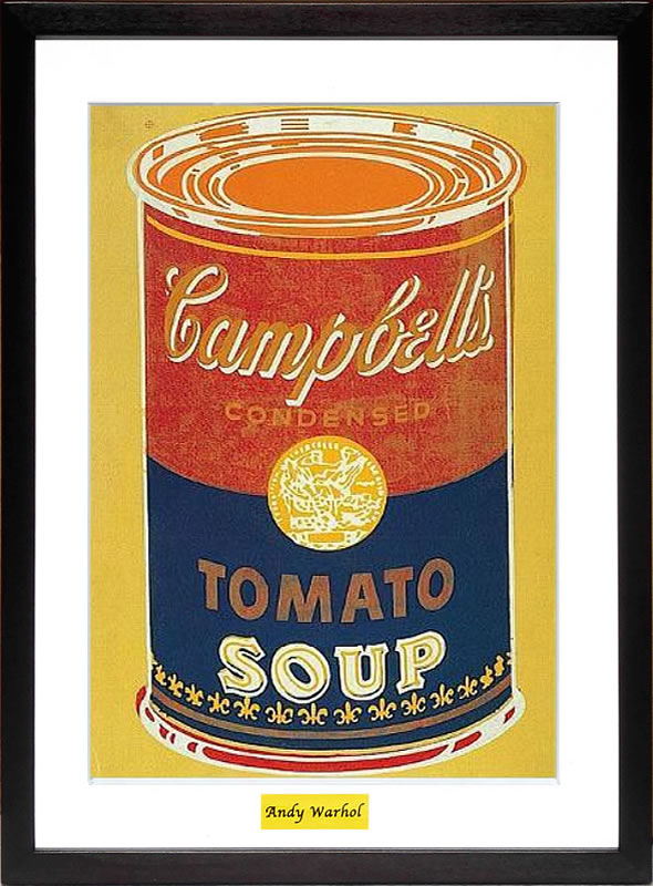 樂天商城 - アンディ・ウォーホル ポスター 作品 猫 マリリン モンロー 花 キャンベルスープ 絵画 絵 複製画 版画 リトグラフ シルクスクリーン アートパネル ポップ アート インテリア フレーム付き 北欧 おしゃれアンディ・ウォーホル Campbell's Soup Can, c.1965(yellow & blue)