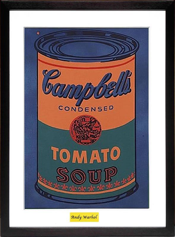 樂天商城 - アンディ・ウォーホル ポスター 作品 猫 マリリン モンロー 花 キャンベルスープ 絵画 絵 複製画 版画 リトグラフ シルクスクリーン アートパネル ポップ アート インテリア フレーム付き 北欧 おしゃれアンディ・ウォーホル Campbell's Soup Can, 1965(blue & orange)