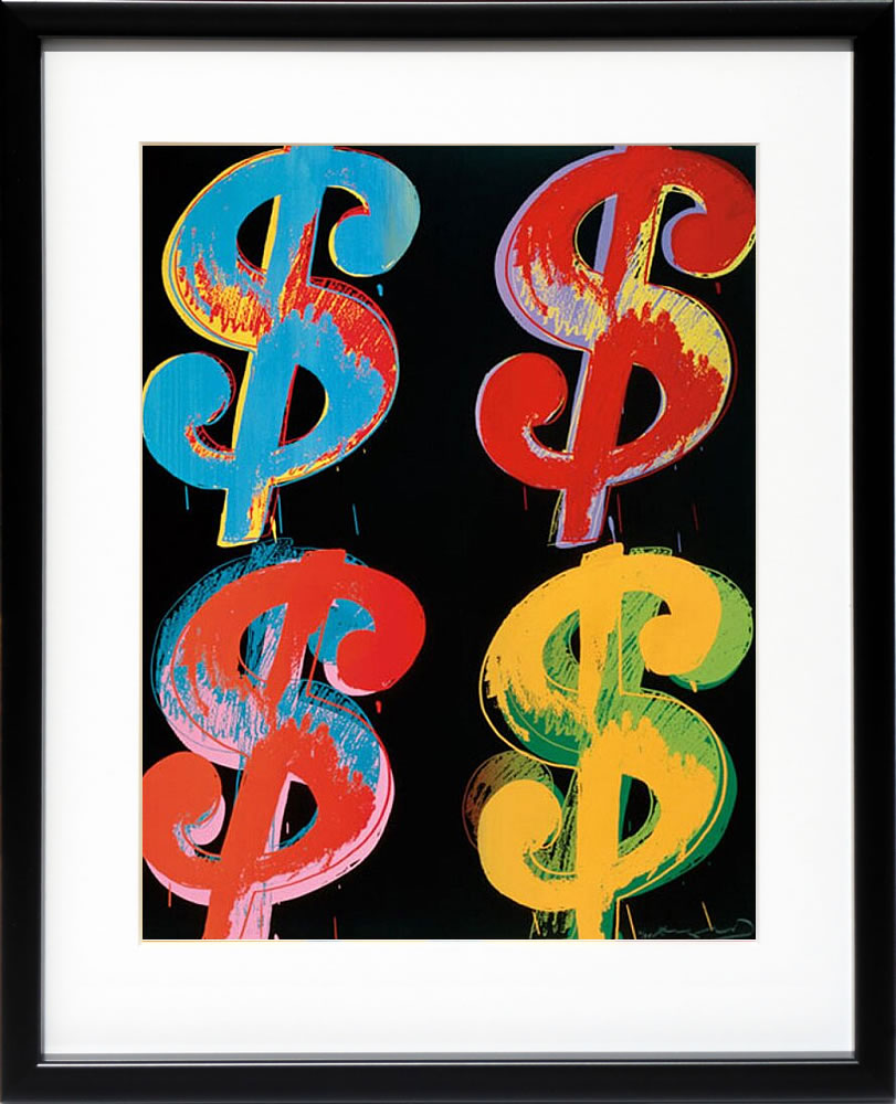 アンディ・ウォーホル ポスター 作品 猫 マリリン モンロー 花 キャンベルスープ 絵画 絵 複製画 版画 リトグラフ シルクスクリーン アートパネル ポップ アート インテリア フレーム付き 北欧 おしゃれアンディ・ウォーホル $4, 1982