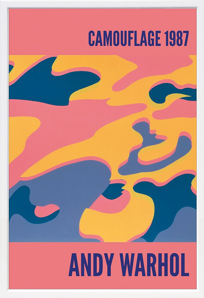 アンディ・ウォーホル ポスター 作品 猫 マリリン モンロー 花 キャンベルスープ 絵画 絵 複製画 版画 リトグラフ シルクスクリーン アートパネル ポップ アート インテリア フレーム付き 北欧 おしゃれアンディ・ウォーホル Camouflage, 1987