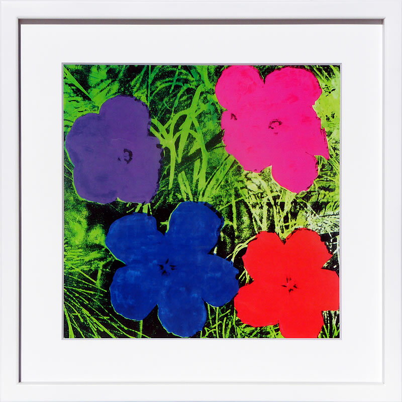 アンディ・ウォーホル ポスター 作品 猫 マリリン モンロー 花 キャンベルスープ 絵画 絵 複製画 版画 リトグラフ シルクスクリーン アートパネル ポップ アート インテリア フレーム付き 北欧 おしゃれアンディ・ウォーホル Flowers, c. 1964(1purple,1blue,1pink,1red)