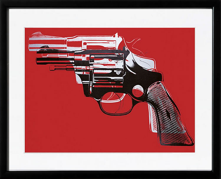 アンディ・ウォーホル ポスター 作品 猫 マリリン モンロー 花 キャンベルスープ 絵画 絵 複製画 版画 リトグラフ シルクスクリーン アートパネル ポップ アート インテリア フレーム付き 北欧 おしゃれアンディ・ウォーホル Guns, c.1981-82 (white and black on red)