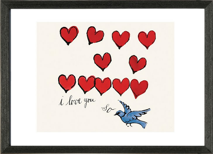 アンディ・ウォーホル ポスター 作品 猫 マリリン モンロー 花 キャンベルスープ 絵画 絵 複製画 版画 リトグラフ シルクスクリーン アートパネル ポップ アート インテリア フレーム付き 北欧 おしゃれアンディ・ウォーホル I Love You So,c.1958