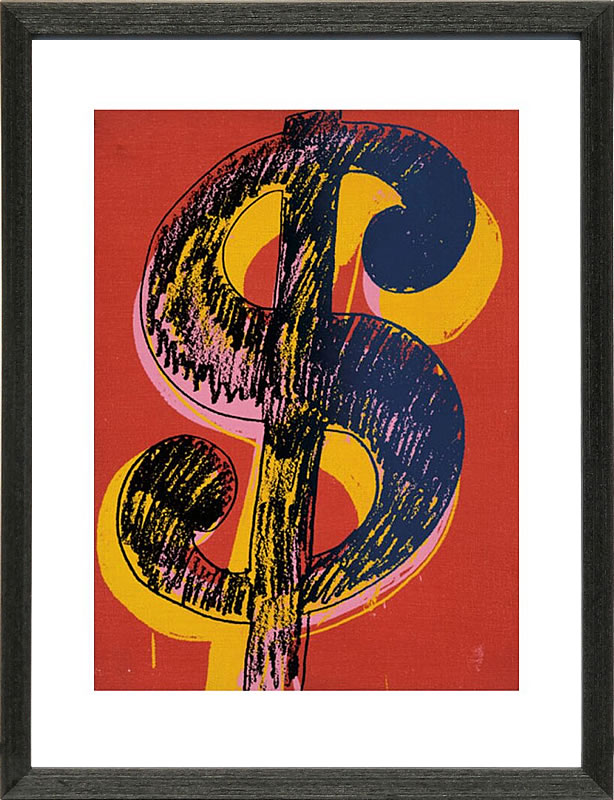 アンディ・ウォーホル ポスター 作品 猫 マリリン モンロー 花 キャンベルスープ 絵画 絵 複製画 版画 リトグラフ シルクスクリーン アートパネル ポップ アート インテリア フレーム付き 北欧 おしゃれアンディ・ウォーホル Dollar Sign, 1981 (black & yellow on red)