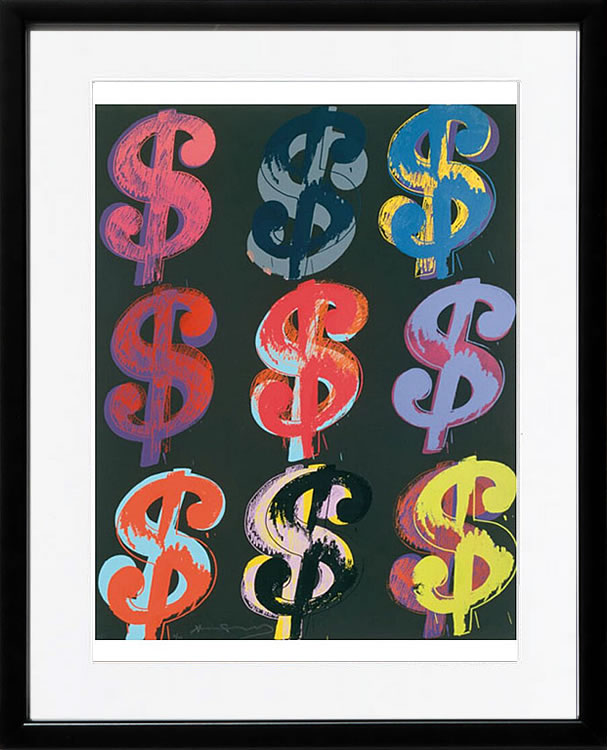 アンディ・ウォーホル ポスター 作品 猫 マリリン モンロー 花 キャンベルスープ 絵画 絵 複製画 版画 リトグラフ シルクスクリーン アートパネル ポップ アート インテリア フレーム付き 北欧 おしゃれアンディ・ウォーホル $9, 1982 (on black)