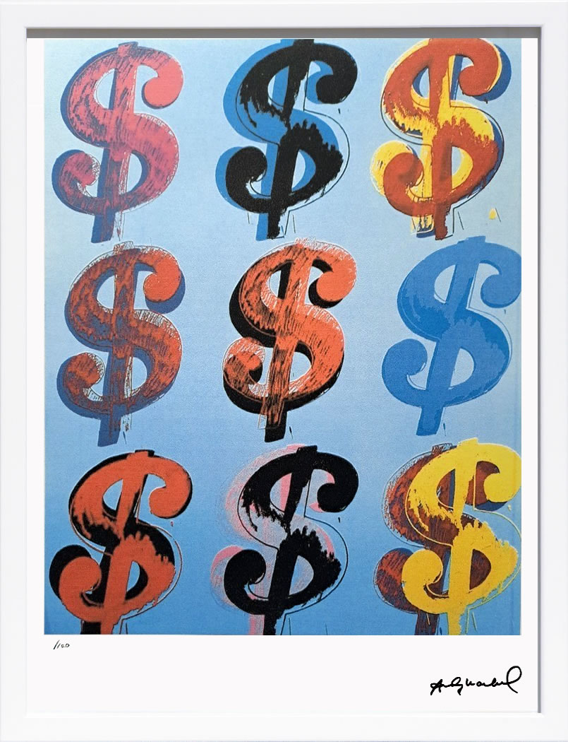 【COA証明書付】アンディ・ウォーホル ポスター 作品 猫 マリリン モンロー 花 キャンベルスープ 絵画 絵 複製画 版画 リトグラフ シルクスクリーン アートパネル ポップ アート インテリア フレーム付き 北欧 おしゃれアンディ・ウォーホル Dollar