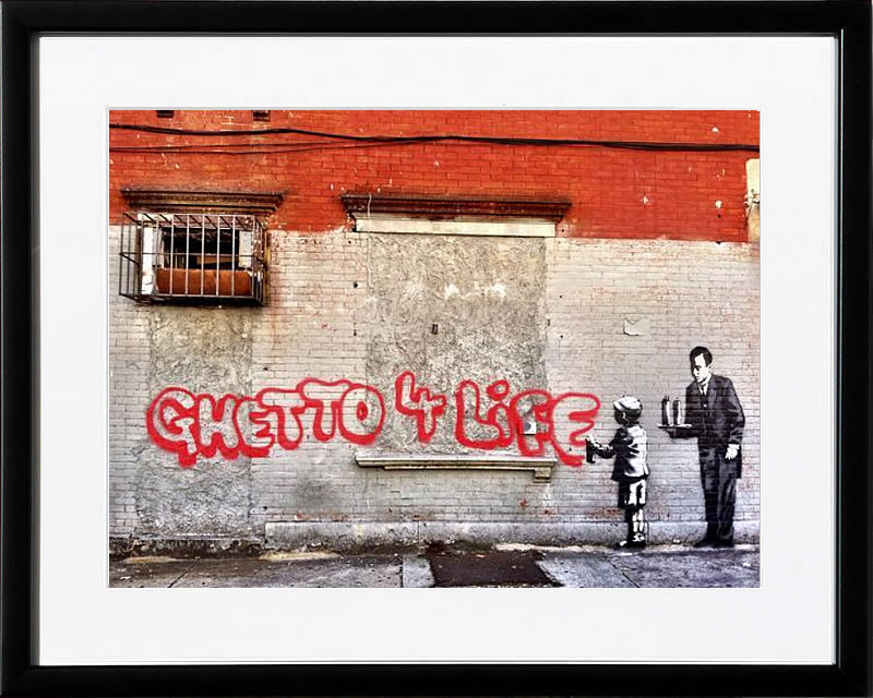 バンクシー 絵 絵画 アートパネル アート ポスター 版画 複製画 シルク スクリーン リトグラフ 作品 販売 風船と少女 ポップ アート 抽象画 アートフレーム インテリア フレーム付き 壁掛け 北欧 おしゃれバンクシー Ghetto for LIfe