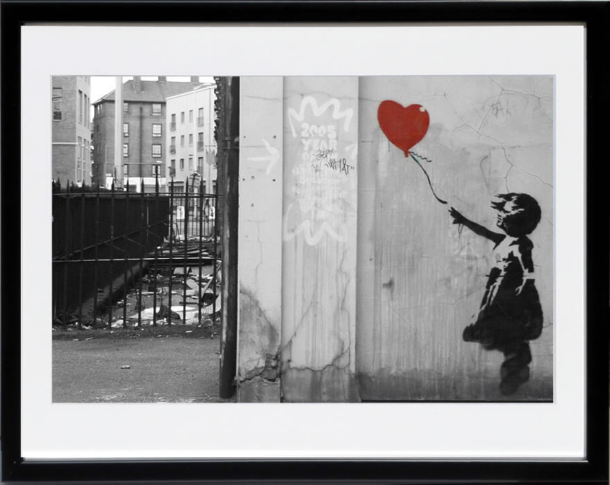バンクシー 絵 絵画 アートパネル アート ポスター 版画 複製画 シルク スクリーン リトグラフ 作品 販売 風船と少女 ポップ アート 抽象画 アートフレーム インテリア フレーム付き 壁掛け 北欧 おしゃれバンクシー Vestry Street (B&W)