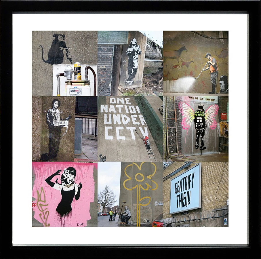 バンクシー 絵 絵画 アートパネル アート ポスター 版画 複製画 シルク スクリーン リトグラフ 作品 販売 風船と少女 ポップ アート 抽象画 アートフレーム インテリア フレーム付き 壁掛け 北欧 おしゃれバンクシー Collage I