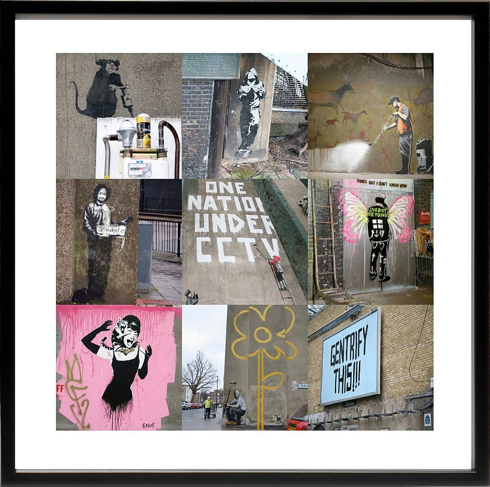 バンクシー 絵 絵画 アートパネル アート ポスター 版画 複製画 シルク スクリーン リトグラフ 作品 販売 風船と少女 ポップ アート 抽象画 アートフレーム インテリア フレーム付き 壁掛け 北欧 おしゃれバンクシー Collage I