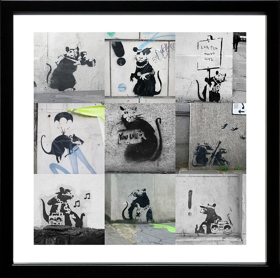 バンクシー 絵 絵画 アートパネル アート ポスター 版画 複製画 シルク スクリーン リトグラフ 作品 販売 風船と少女 ポップ アート 抽象画 アートフレーム インテリア フレーム付き 壁掛け 北欧 おしゃれバンクシー Rats Collage