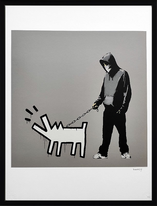 【COA証明書付】バンクシー 絵 絵画 アートパネル アート ポスター 版画 複製画 シルク スクリーン リトグラフ 作品 販売 風船と少女 ポップ アート 抽象画 アートフレーム インテリア フレーム付き 壁掛け 北欧 おしゃれバンクシー Hoodie & Keith Haring Dog