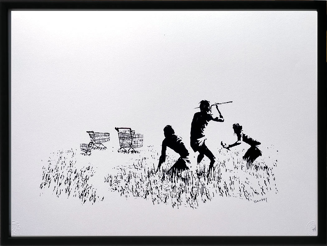 【COA証明書付】バンクシー 絵 絵画 アートパネル アート ポスター 版画 複製画 シルク スクリーン リトグラフ 作品 販売 風船と少女 ポップ アート 抽象画 アートフレーム インテリア フレーム付き 壁掛け 北欧 おしゃれバンクシー Trolley Hunters