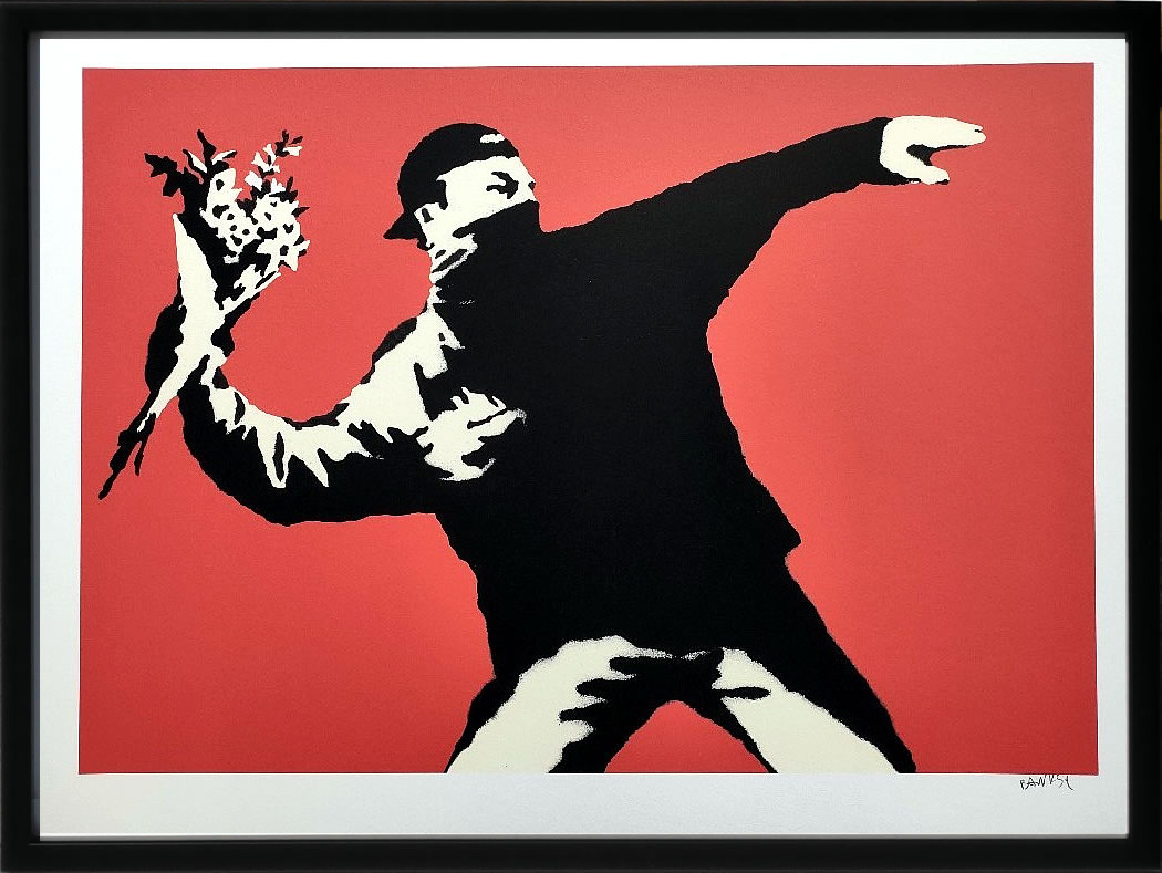 【COA証明書付】バンクシー 絵 絵画 アートパネル アート ポスター 版画 複製画 シルク スクリーン リトグラフ 作品 販売 風船と少女 ポップ アート 抽象画 アートフレーム インテリア フレーム付き 壁掛け 北欧 おしゃれバンクシー Flower Thrower