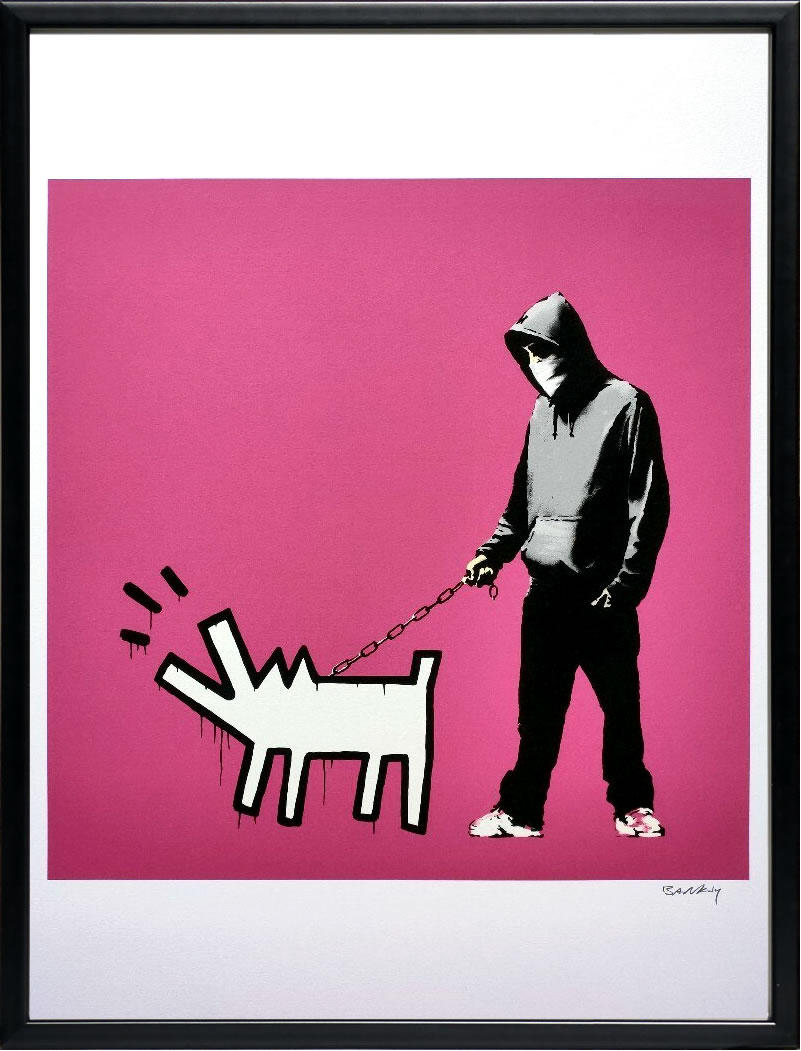 バンクシー 絵 絵画 アートパネル アート ポスター 版画 複製画 シルク スクリーン リトグラフ 作品 販売 風船と少女 ポップ アート 抽象画 アートフレーム インテリア フレーム付き 壁掛け 北欧 おしゃれバンクシー Hoodie & Keith Haring Dog