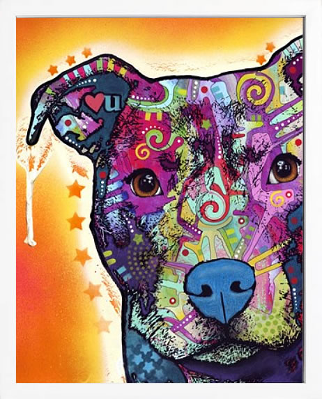 Rakuten - ディーン ルッソ 犬 猫 動物 絵画 ポスター アートパネル アートポスター ポップ アート 絵 複製画 版画 抽象画 作品 リトグラフ シルクスクリーン アートフレーム インテリア フレーム付き 壁掛け 北欧 おしゃれディーン・ルッソ Heart U Pit Bull