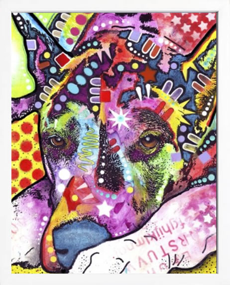 ディーン ルッソ 犬 猫 動物 絵画 ポスター アートパネル アートポスター ポップ アート 絵 複製画 版画 抽象画 作品 リトグラフ シルクスクリーン アートフレーム インテリア フレーム付き 壁掛け 北欧 おしゃれディーン・ルッソ Lying Dane