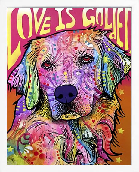 ディーン ルッソ 犬 猫 動物 絵画 ポスター アートパネル アートポスター ポップ アート 絵 複製画 版画 抽象画 作品 リトグラフ シルクスクリーン アートフレーム インテリア フレーム付き 壁掛け 北欧 おしゃれディーン・ルッソ Love is Golden