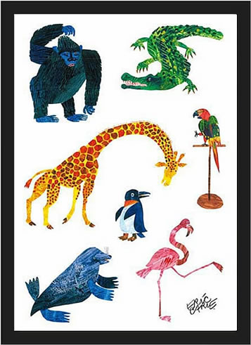エリックカール ポスター グッズ はらぺこあおむし 絵画 絵 複製画 版画 作品 リトグラフ シルクスクリーン アートパネル アートポスター アートフレーム ナチュラル インテリア フレーム付き 壁掛け 北欧 おしゃれエリック・カール 動物たち