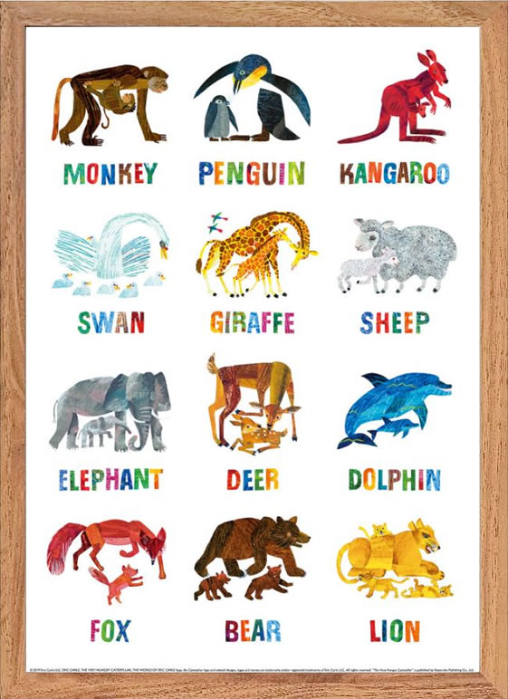 エリックカール ポスター グッズ はらぺこあおむし 絵画 絵 複製画 版画 作品 リトグラフ シルクスクリーン アートパネル アートポスター アートフレーム ナチュラル インテリア フレーム付き 壁掛け 北欧 おしゃれエリック・カール マザー&チャイルド