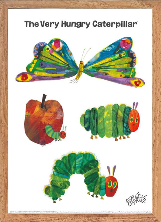 エリックカール ポスター グッズ はらぺこあおむし 絵画 絵 複製画 版画 作品 リトグラフ シルクスクリーン アートパネル アートポスター アートフレーム ナチュラル インテリア フレーム付き 壁掛け 北欧 おしゃれエリック・カール ちょうちょ