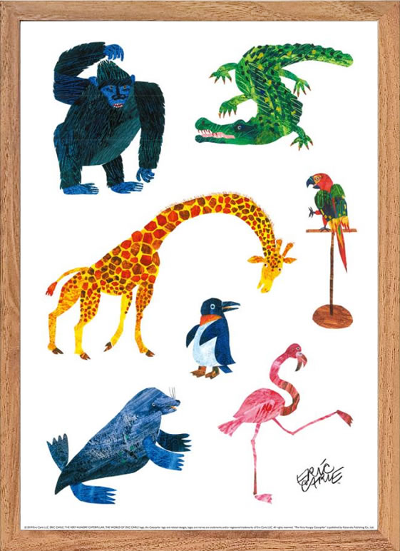 Rakuten - エリック カール ポスター 絵画 絵 作品 アートパネル アートポスター ナチュラル アート はらぺこあおむし 複製画 版画 リトグラフ シルクスクリーン 絵画インテリア フレーム付き 北欧 おしゃれエリック・カール 動物たち