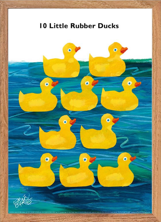 エリックカール ポスター グッズ はらぺこあおむし 絵画 絵 複製画 版画 作品 リトグラフ シルクスクリーン アートパネル アートポスター アートフレーム ナチュラル インテリア フレーム付き 壁掛け 北欧 おしゃれエリック・カール 10ラバーダック