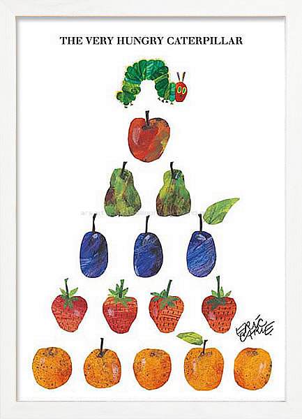 エリックカール ポスター グッズ はらぺこあおむし 絵画 絵 複製画 版画 作品 リトグラフ シルクスクリーン アートパネル アートポスター アートフレーム ナチュラル インテリア フレーム付き 壁掛け 北欧 おしゃれエリック・カール フルーツ