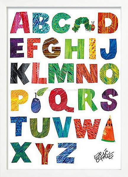 エリックカール ポスター グッズ はらぺこあおむし 絵画 絵 複製画 版画 作品 リトグラフ シルクスクリーン アートパネル アートポスター アートフレーム ナチュラル インテリア フレーム付き 壁掛け 北欧 おしゃれエリック・カール アルファベット