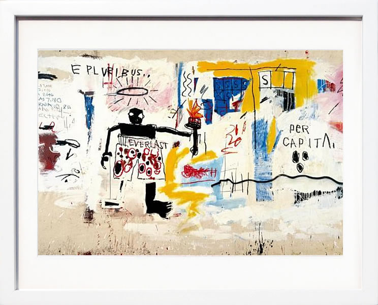 バスキア絵画 ポスター アートパネル アートポスター ポップ アート 絵 複製画 版画 抽象画 作品 リトグラフ シルクスクリーン アートフレーム インテリア フレーム付き 壁掛け 北欧 おしゃれジャン=ミシェル・バスキア Per Capita,1981