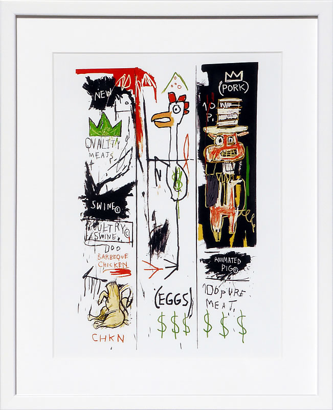 バスキア絵画 ポスター アートパネル アートポスター ポップ アート 絵 複製画 版画 抽象画 作品 リトグラフ シルクスクリーン アートフレーム インテリア フレーム付き 壁掛け 北欧 おしゃれジャン=ミシェル・バスキア Quality Meats