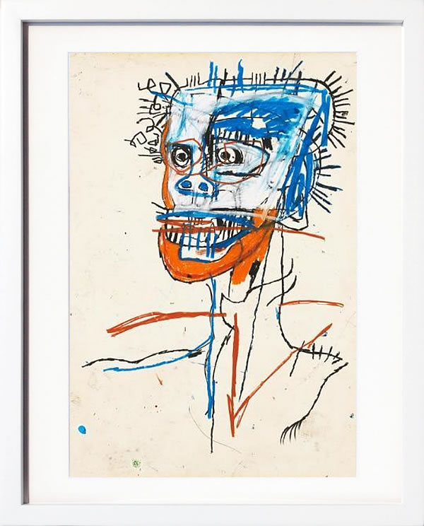 バスキア絵画 ポスター アートパネル アートポスター ポップ アート 絵 複製画 版画 抽象画 作品 リトグラフ シルクスクリーン アートフレーム インテリア フレーム付き 壁掛け 北欧 おしゃれジャン=ミシェル・バスキア Untitled Head of Madman