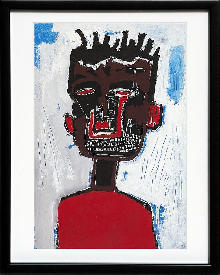 バスキア絵画 ポスター アートパネル アートポスター ポップ アート 絵 複製画 版画 抽象画 作品 リトグラフ シルクスクリーン アートフレーム インテリア フレーム付き 壁掛け 北欧 おしゃれジャン=ミシェル・バスキア Self Portrait,1984