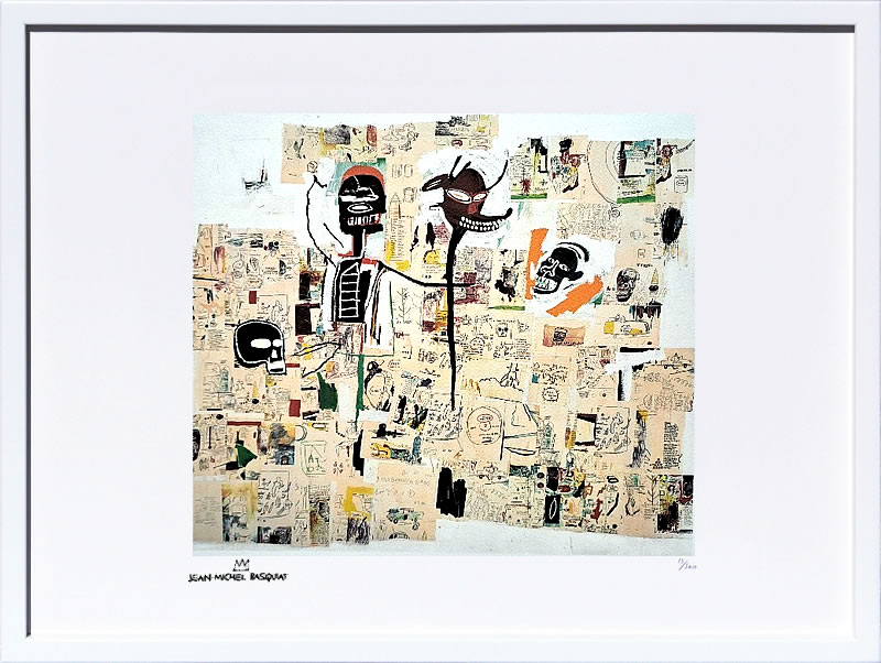 【COA証明書付】バスキア絵画 ポスター アートパネル アートポスター ポップ アート 絵 複製画 版画 抽象画 作品 リトグラフ シルクスクリーン アートフレーム インテリア フレーム付き 壁掛け 北欧 おしゃれジャン=ミシェル・バスキア Skulls