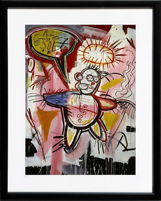 バスキア絵画 ポスター アートパネル アートポスター ポップ アート 絵 複製画 版画 抽象画 作品 リトグラフ シルクスクリーン アートフレーム インテリア フレーム付き 壁掛け 北欧 おしゃれジャン=ミシェル・バスキア Donut Revenge