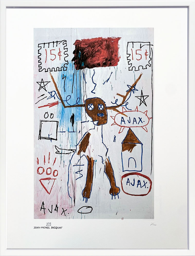 【COA証明書付】バスキア絵画 ポスター アートパネル アートポスター ポップ アート 絵 複製画 版画 抽象画 作品 リトグラフ シルクスクリーン アートフレーム インテリア フレーム付き 壁掛け 北欧 おしゃれジャン=ミシェル・バスキア AJAX