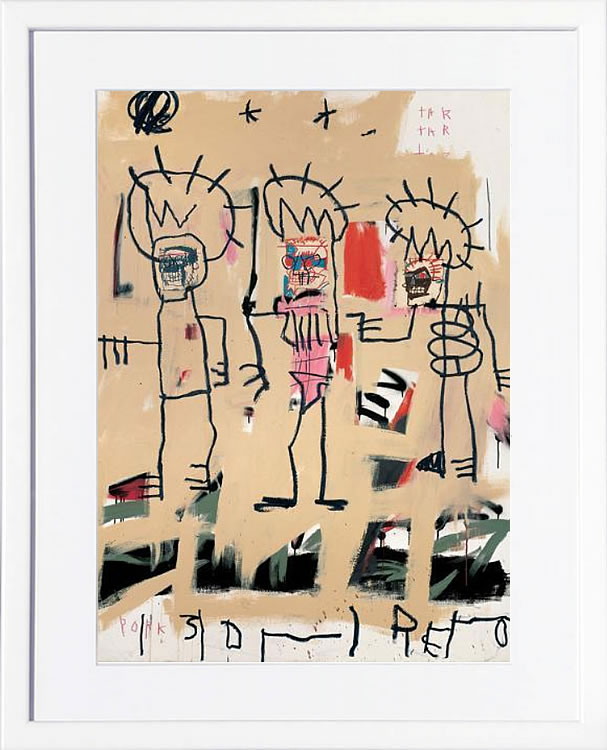 バスキア絵画 ポスター アートパネル アートポスター ポップ アート 絵 複製画 版画 抽象画 作品 リトグラフ シルクスクリーン アートフレーム インテリア フレーム付き 壁掛け 北欧 おしゃれジャン=ミシェル・バスキア Untitled(Three Kings)