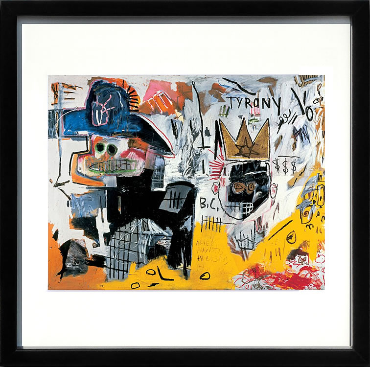 バスキア絵画 ポスター アートパネル アートポスター ポップ アート 絵 複製画 版画 抽象画 作品 リトグラフ シルクスクリーン アートフレーム インテリア フレーム付き 壁掛け 北欧 おしゃれジャン=ミシェル・バスキア Untitled(Tyrany)1982