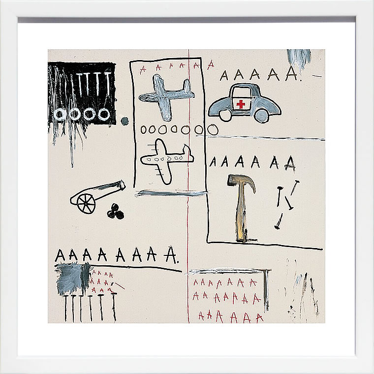 バスキア絵画 ポスター アートパネル アートポスター ポップ アート 絵 複製画 版画 抽象画 作品 リトグラフ シルクスクリーン アートフレーム インテリア フレーム付き 壁掛け 北欧 おしゃれジャン=ミシェル・バスキア Untitled(Vehicles)1981