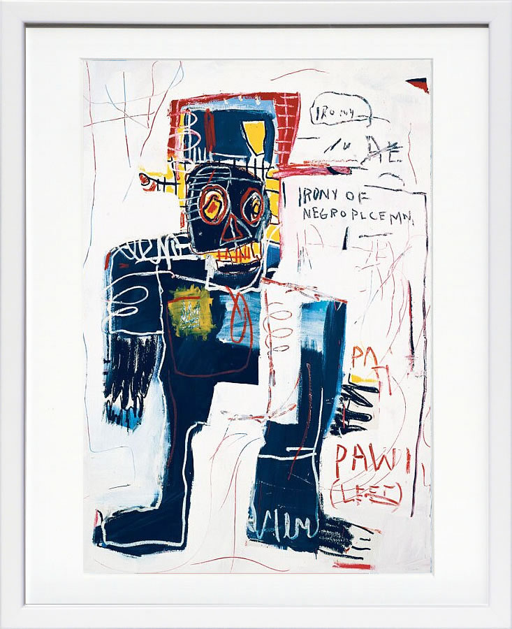 バスキア絵画 ポスター アートパネル アートポスター ポップ アート 絵 複製画 版画 抽象画 作品 リトグラフ シルクスクリーン アートフレーム インテリア フレーム付き 壁掛け 北欧 おしゃれジャン=ミシェル・バスキア Irony of Negro Policem