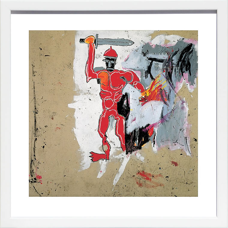 バスキア絵画 ポスター アートパネル アートポスター ポップ アート 絵 複製画 版画 抽象画 作品 リトグラフ シルクスクリーン アートフレーム インテリア フレーム付き 壁掛け 北欧 おしゃれジャン=ミシェル・バスキア Untitled(Red Warrior)