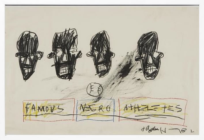 バスキア絵画 ポスター アートパネル アートポスター ポップ アート 絵 複製画 版画 抽象画 作品 リトグラフ シルクスクリーン アートフレーム インテリア フレーム付き 壁掛け 北欧 おしゃれジャン=ミシェル・バスキア Famous Negro Athletes