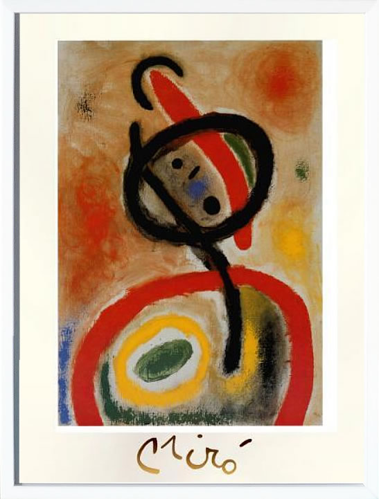 ジョアン ミロ 絵画 ポスター 絵 アートパネル アートポスター モダン アート 複製画 版画 作品 リトグラフ シルクスクリーン 絵画インテリア フレーム付き 壁掛け 北欧 おしゃれジョアン・ミロ Femme III,c.1965