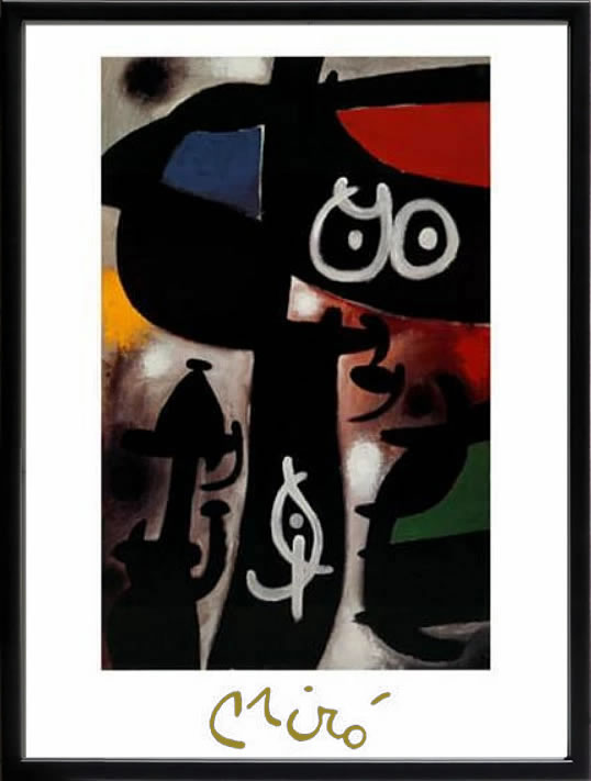 ジョアン ミロ 絵画 ポスター 絵 アートパネル アートポスター モダン アート 複製画 版画 作品 リトグラフ シルクスクリーン 絵画インテリア フレーム付き 壁掛け 北欧 おしゃれジョアン・ミロ Frau und Vogel,c.1968
