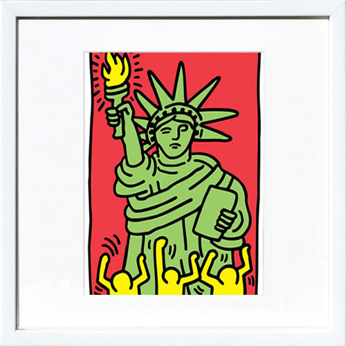キース ヘリング ポスター 絵画 作品 グッズ アートパネル アートポスター ポップ アート 絵 複製画 版画 リトグラフ シルクスクリーン アートフレーム インテリア フレーム付き 壁掛け 北欧 おしゃれキース・ヘリング Statue of Liberty, 1986