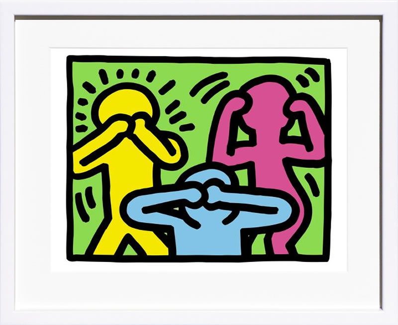 キース ヘリング ポスター 絵画 作品 グッズ アートパネル アートポスター ポップ アート 絵 複製画 版画 リトグラフ シルクスクリーン アートフレーム インテリア フレーム付き 壁掛け 北欧 おしゃれキース・ヘリング Pop Shop(See No Evil,Hear No Evil,Speak No Evil)