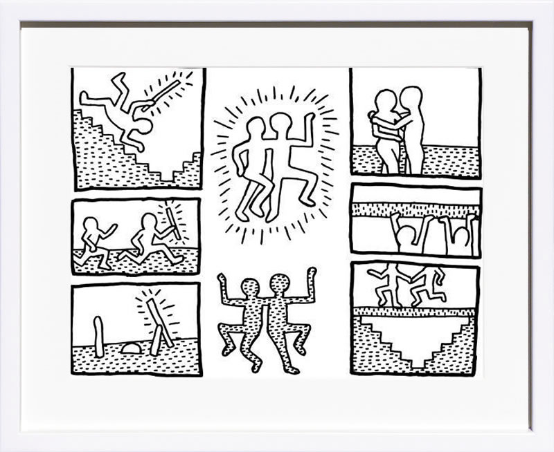 キース ヘリング ポスター 絵画 作品 グッズ アートパネル アートポスター ポップ アート 絵 複製画 版画 リトグラフ シルクスクリーン アートフレーム インテリア フレーム付き 壁掛け 北欧 おしゃれキース・ヘリング The Blueprint Drawings, 1990