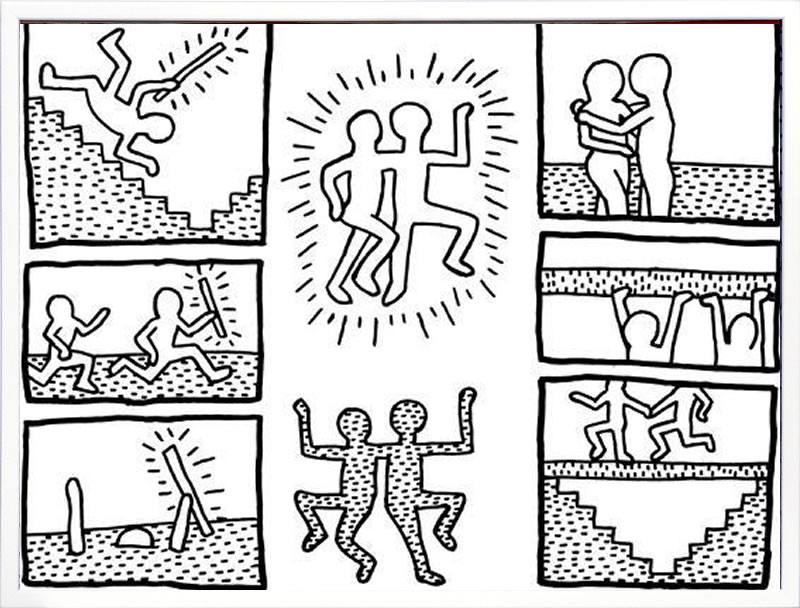 キース ヘリング ポスター 絵画 作品 グッズ アートパネル アートポスター ポップ アート 絵 複製画 版画 リトグラフ シルクスクリーン アートフレーム インテリア フレーム付き 壁掛け 北欧 おしゃれキース・ヘリング The Blueprint Drawings, 1990