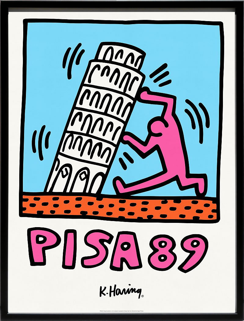キース ヘリング ポスター 絵画 作品 グッズ アートパネル アートポスター ポップ アート 絵 複製画 版画 リトグラフ シルクスクリーン アートフレーム インテリア フレーム付き 壁掛け 北欧 おしゃれキース・ヘリング Pisa 89