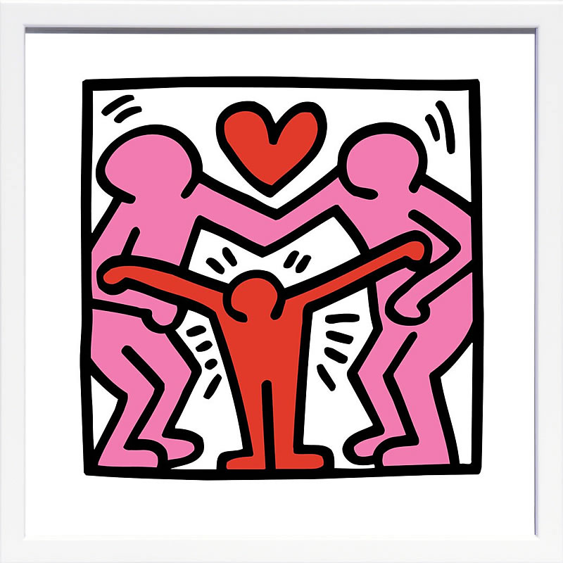 キース ヘリング ポスター 絵画 作品 グッズ アートパネル アートポスター ポップ アート 絵 複製画 版画 リトグラフ シルクスクリーン アートフレーム インテリア フレーム付き 壁掛け 北欧 おしゃれキース・ヘリング Untitled (family)